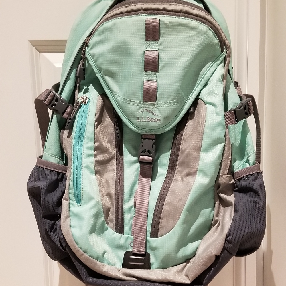LL Bean Quad Mint/Turquoise & Gray Backpack